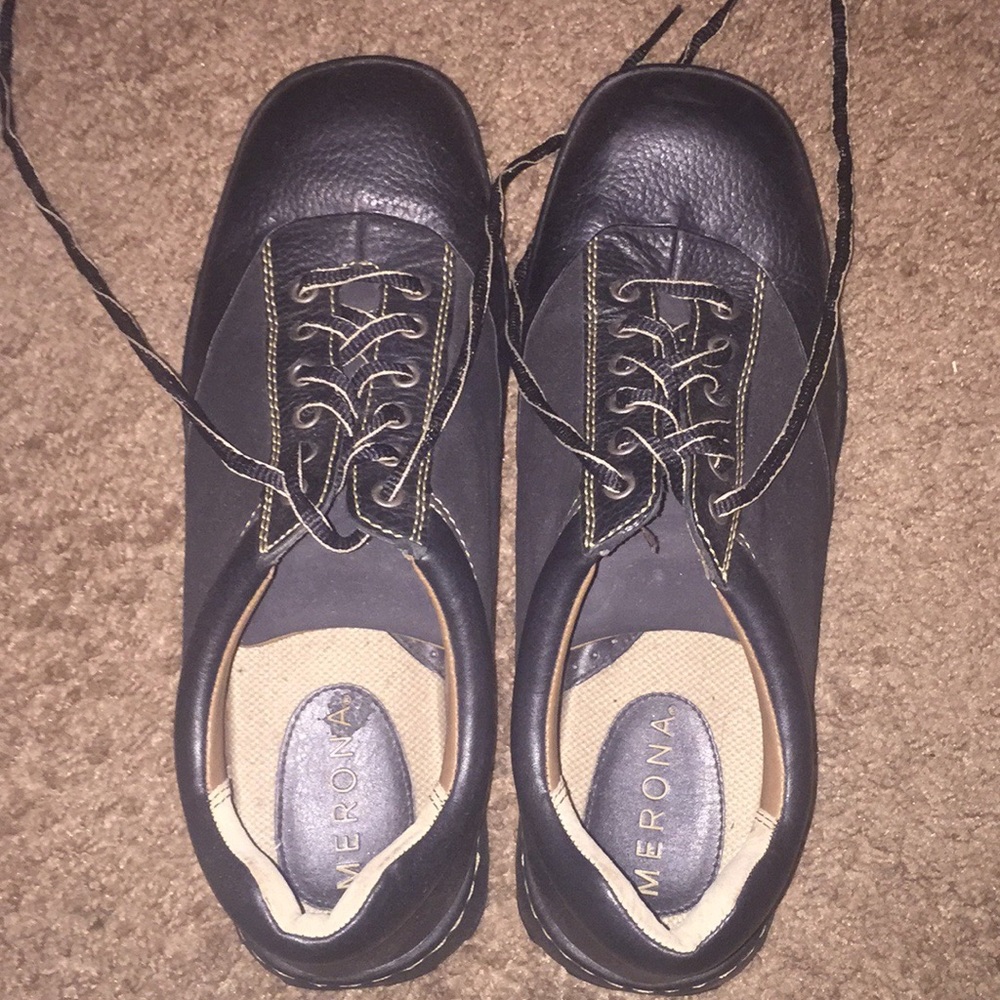 Merona black leather “casual dress shoes